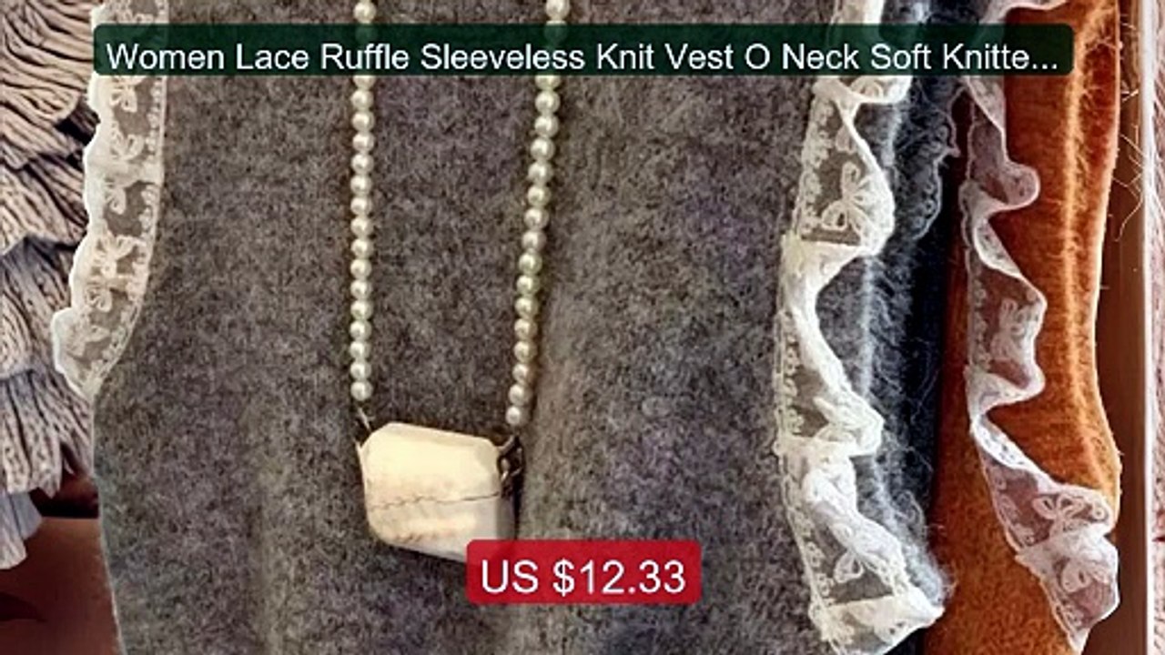 Women Lace Ruffle Sleeveless Knit Vest O Neck Soft Knitted Wai... -- Hot Deal 2026 | Limited Offer!