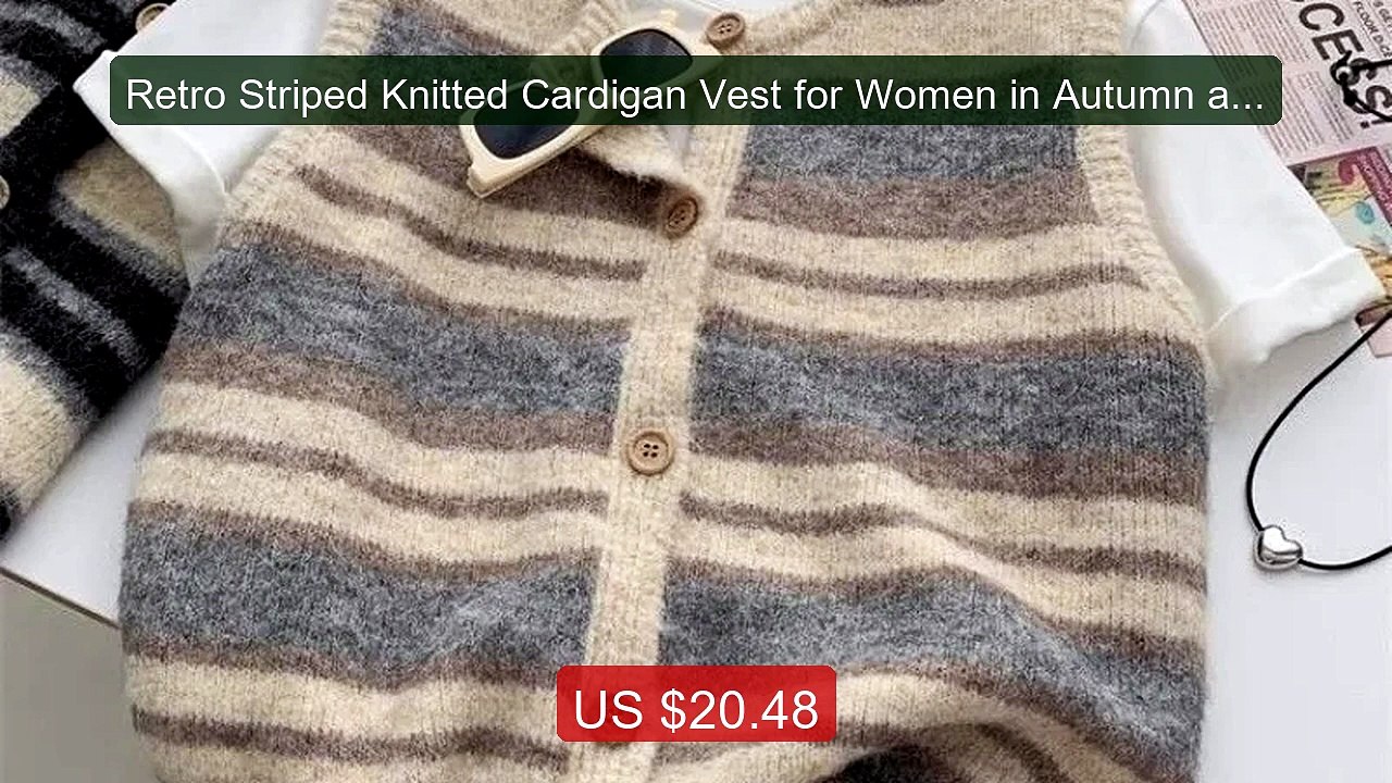 Retro Striped Knitted Cardigan Vest for Women in Autumn and Wi... -- Hot Deal 2026 | Limited Offer!