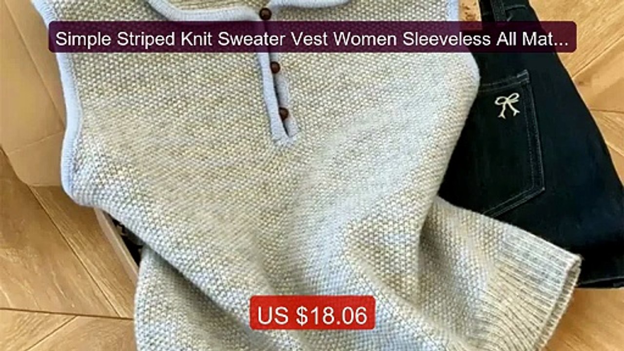 Simple Striped Knit Sweater Vest Women Sleeveless All Match Ca... -- Best Buy 2026 | Great Quality!