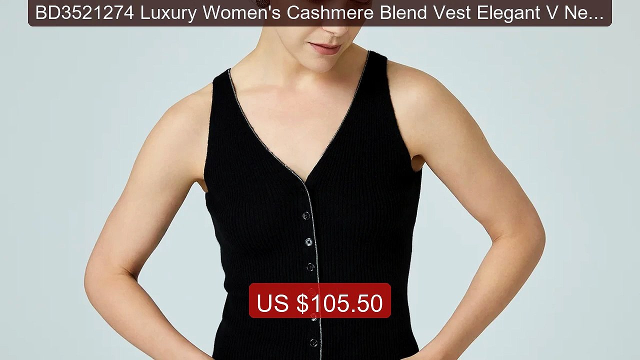 BD3521274 Luxury Women's Cashmere Blend Vest Elegant V Neck Sleeve... -- Best Deal 2026 | Shop Now!
