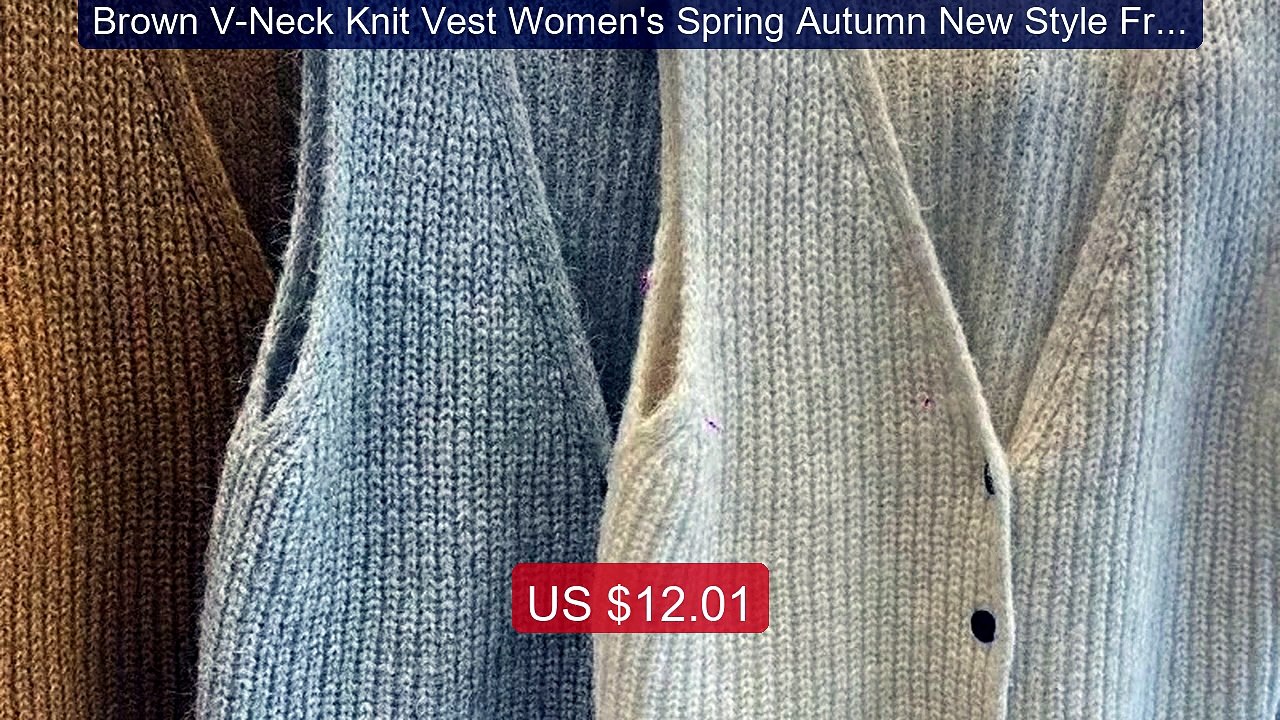 Brown V-Neck Knit Vest Women's Spring Autumn New Style Fresh ... -- Amazing Value 2026 | Must Have!