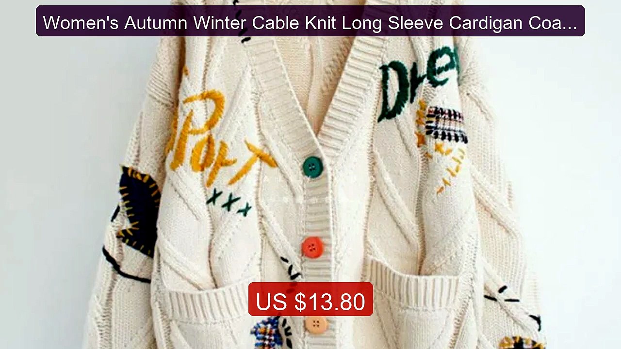 Women's Autumn Winter Cable Knit Long Sleeve Cardigan Coat V N... -- Best Buy 2026 | Great Quality!