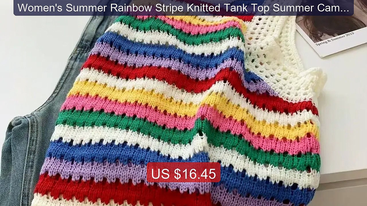 Women's Summer Rainbow Stripe Knitted Tank Top Summer Camisole New... -- Best Deal 2026 | Shop Now!