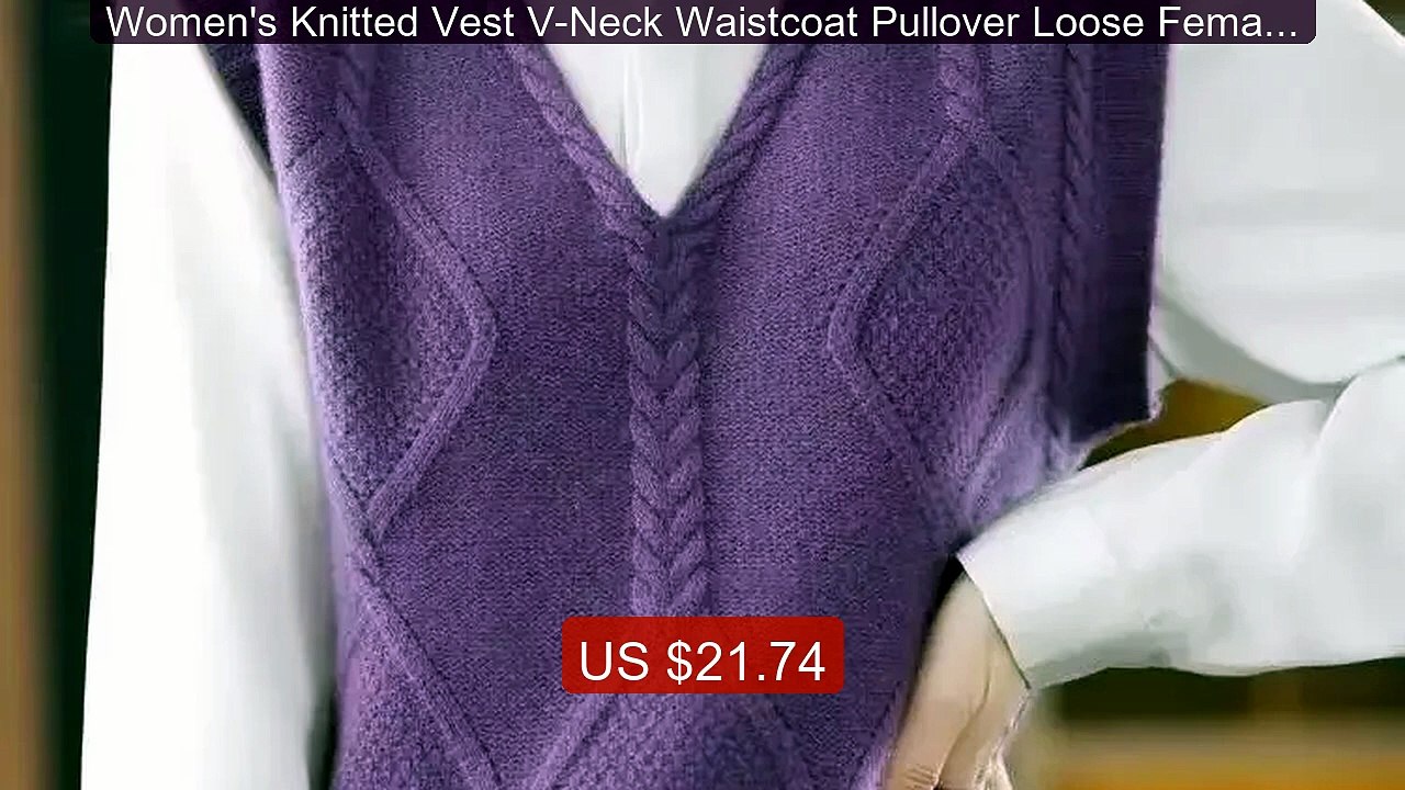 Women's Knitted Vest V-Neck Waistcoat Pullover Loose Female Sw... -- Best Buy 2026 | Great Quality!