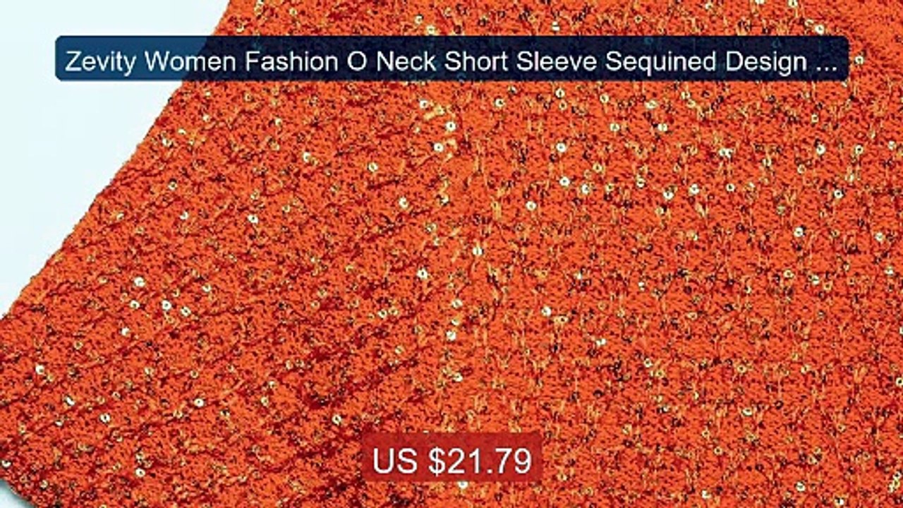 Zevity Women Fashion O Neck Short Sleeve Sequined Design Knit... -- Amazing Value 2026 | Must Have!