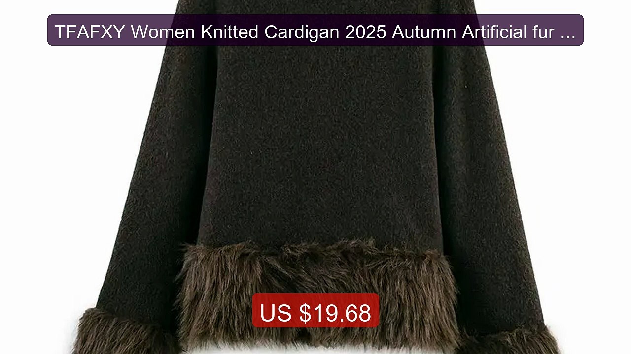 TFAFXY Women Knitted Cardigan 2025 Autumn Artificial fur spliced Lo... -- Top Rated 2026 | Buy Now!