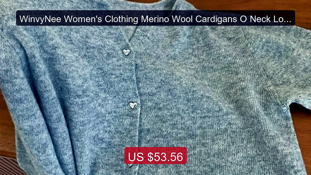 WinvyNee Women's Clothing Merino Wool Cardigans O Neck Long Sl... -- Hot Deal 2026 | Limited Offer!
