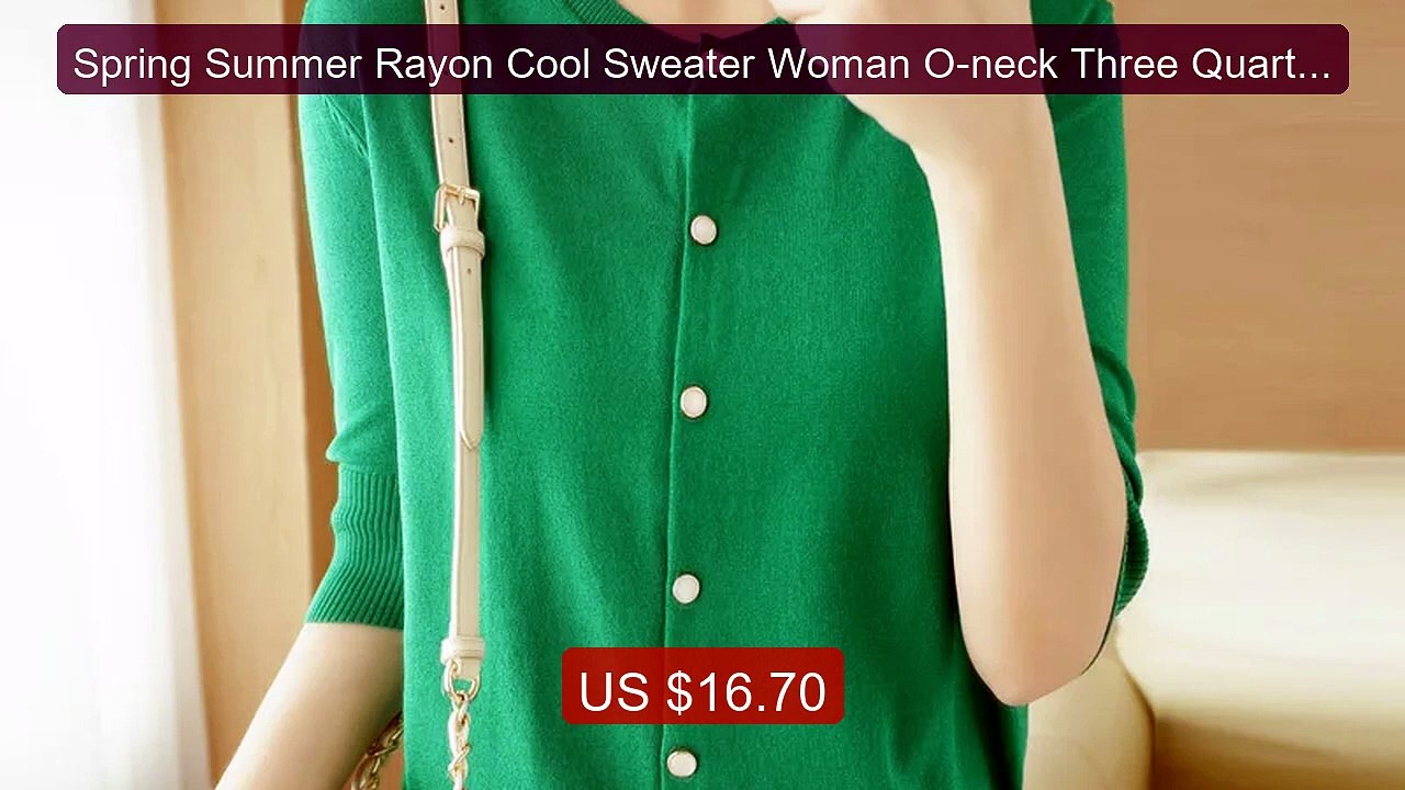 Spring Summer Rayon Cool Sweater Woman O-neck Three Quarter... -- Top Pick 2026 | Unbeatable Price!