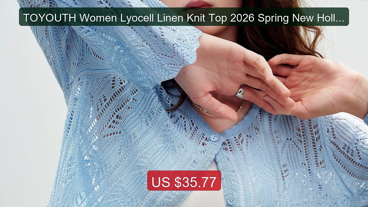 TOYOUTH Women Lyocell Linen Knit Top 2026 Spring New Hollow... -- Top Pick 2026 | Unbeatable Price!