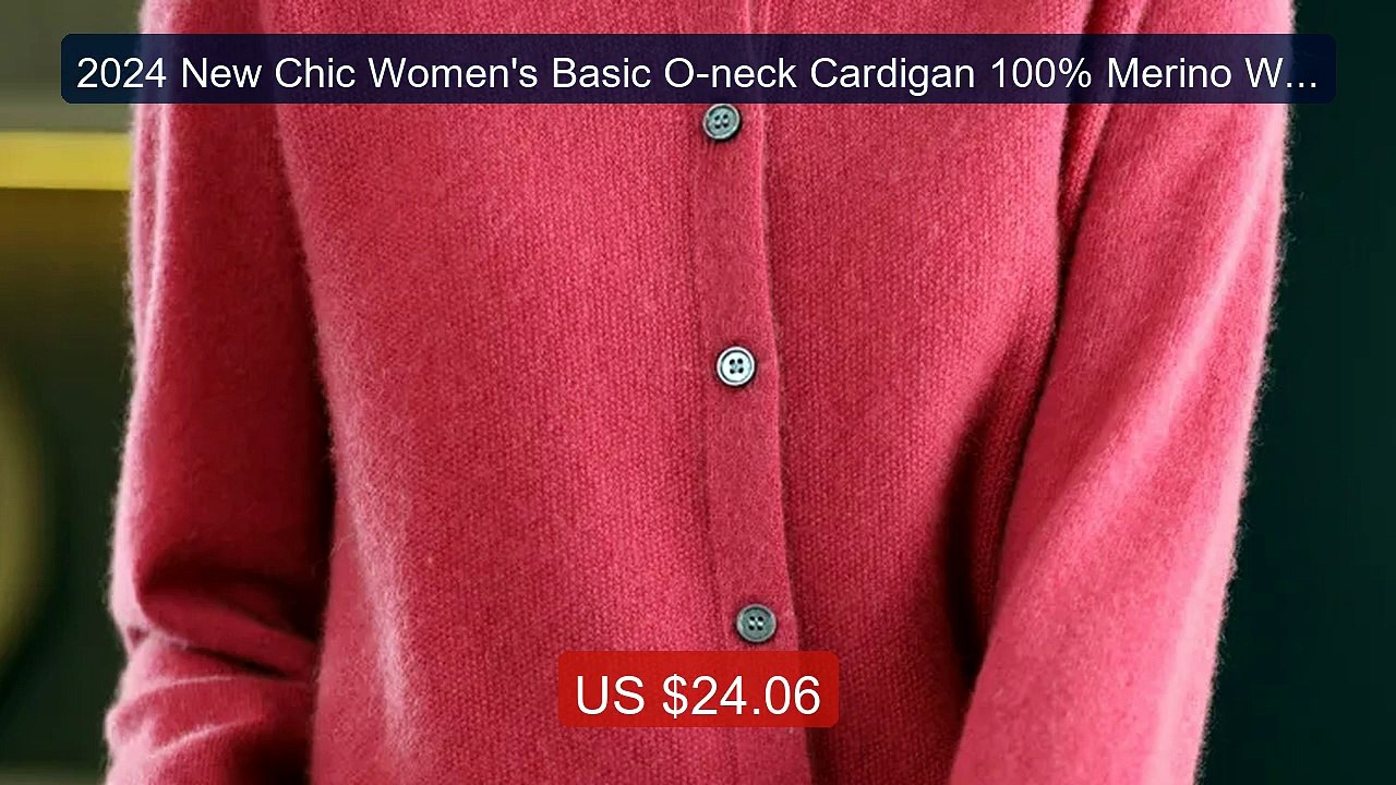 2024 New Chic Women's Basic O-neck Cardigan 100% Merino Wool Sweat... -- Best Deal 2026 | Shop Now!
