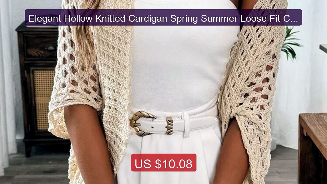 Elegant Hollow Knitted Cardigan Spring Summer Loose Fit Com... -- Top Pick 2026 | Unbeatable Price!