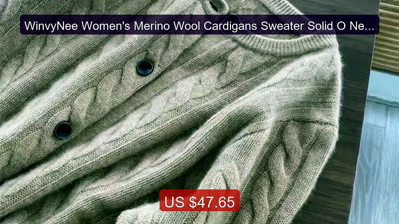 WinvyNee Women's Merino Wool Cardigans Sweater Solid O Neck Tw... -- Best Buy 2026 | Great Quality!