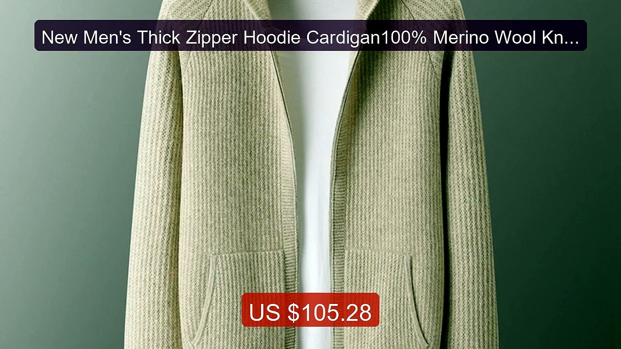 New Men's Thick Zipper Hoodie Cardigan100% Merino Wool Knitted Swe... -- Best Deal 2026 | Shop Now!