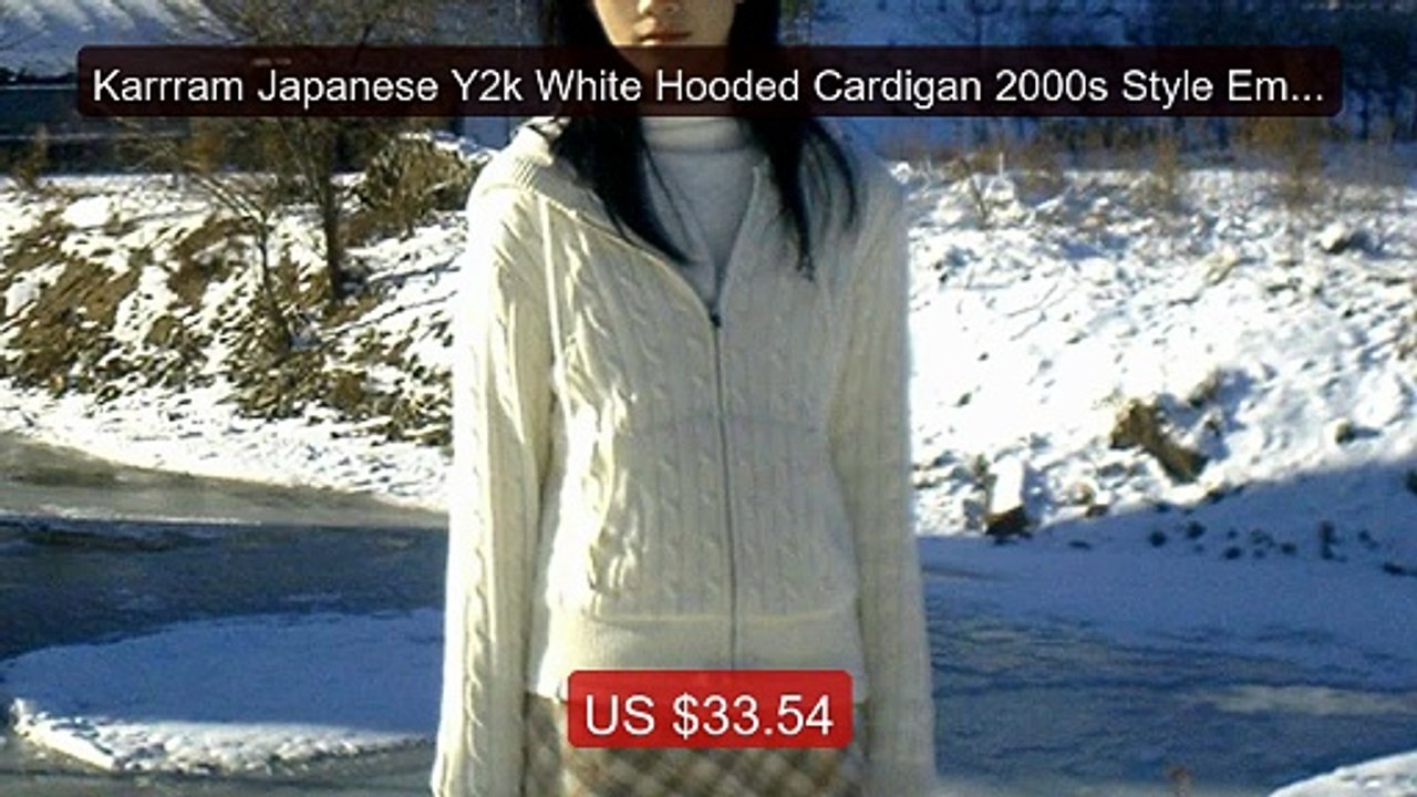 Karrram Japanese Y2k White Hooded Cardigan 2000s Style Embroid... -- Best Buy 2026 | Great Quality!