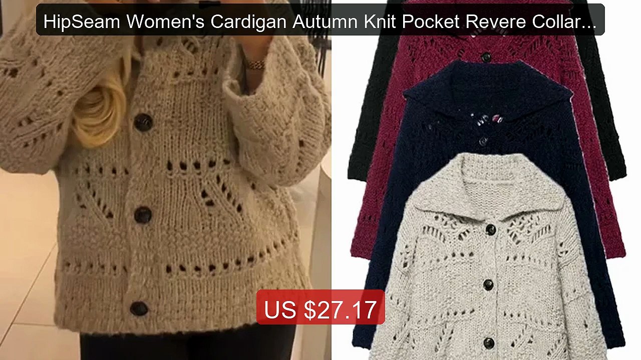 HipSeam Women's Cardigan Autumn Knit Pocket Revere Collar Lon... -- Amazing Value 2026 | Must Have!