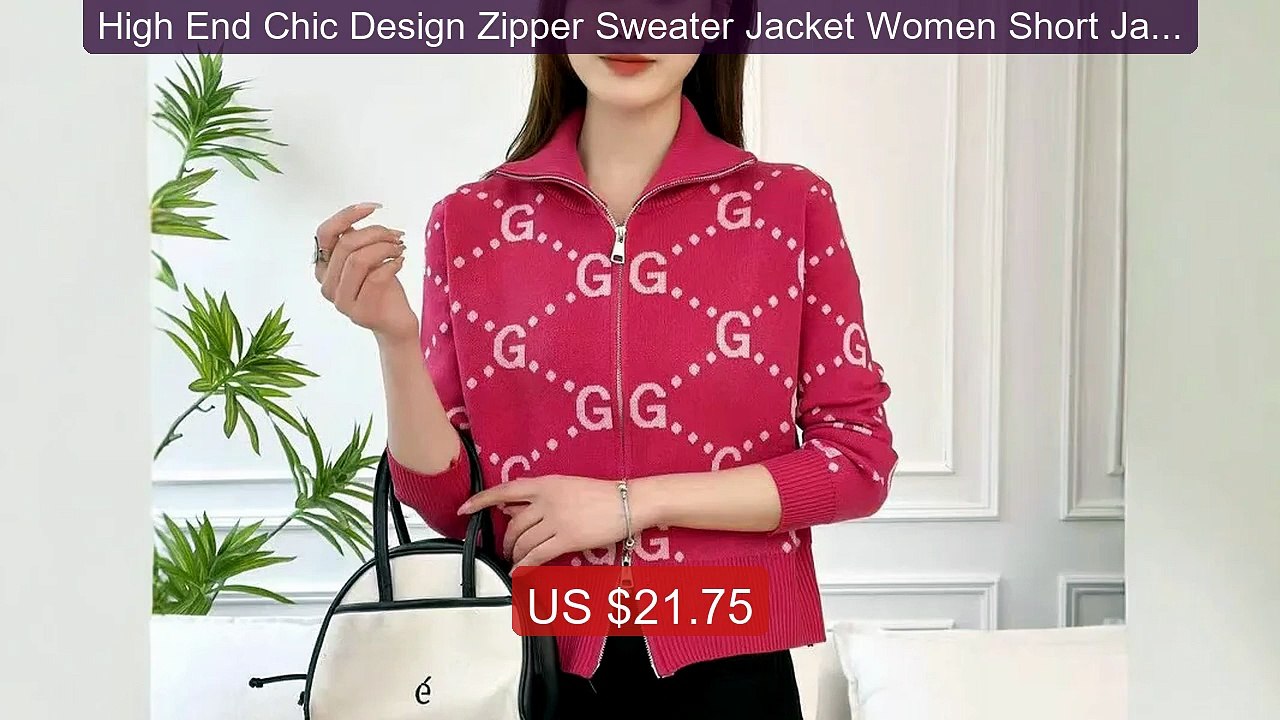 High End Chic Design Zipper Sweater Jacket Women Short Jacquard Lon... -- Top Rated 2026 | Buy Now!