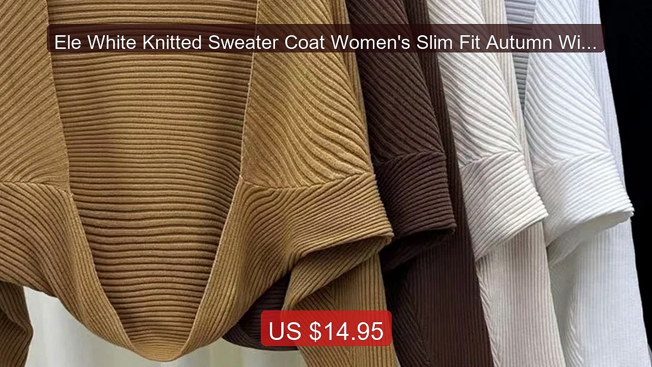 Ele White Knitted Sweater Coat Women's Slim Fit Autumn Winter New ... -- Best Deal 2026 | Shop Now!