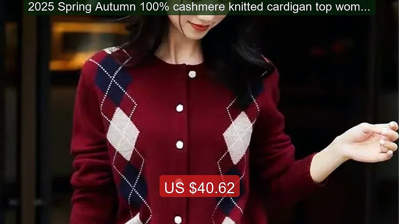 2025 Spring Autumn 100% cashmere knitted cardigan top women's retr... -- Best Deal 2026 | Shop Now!