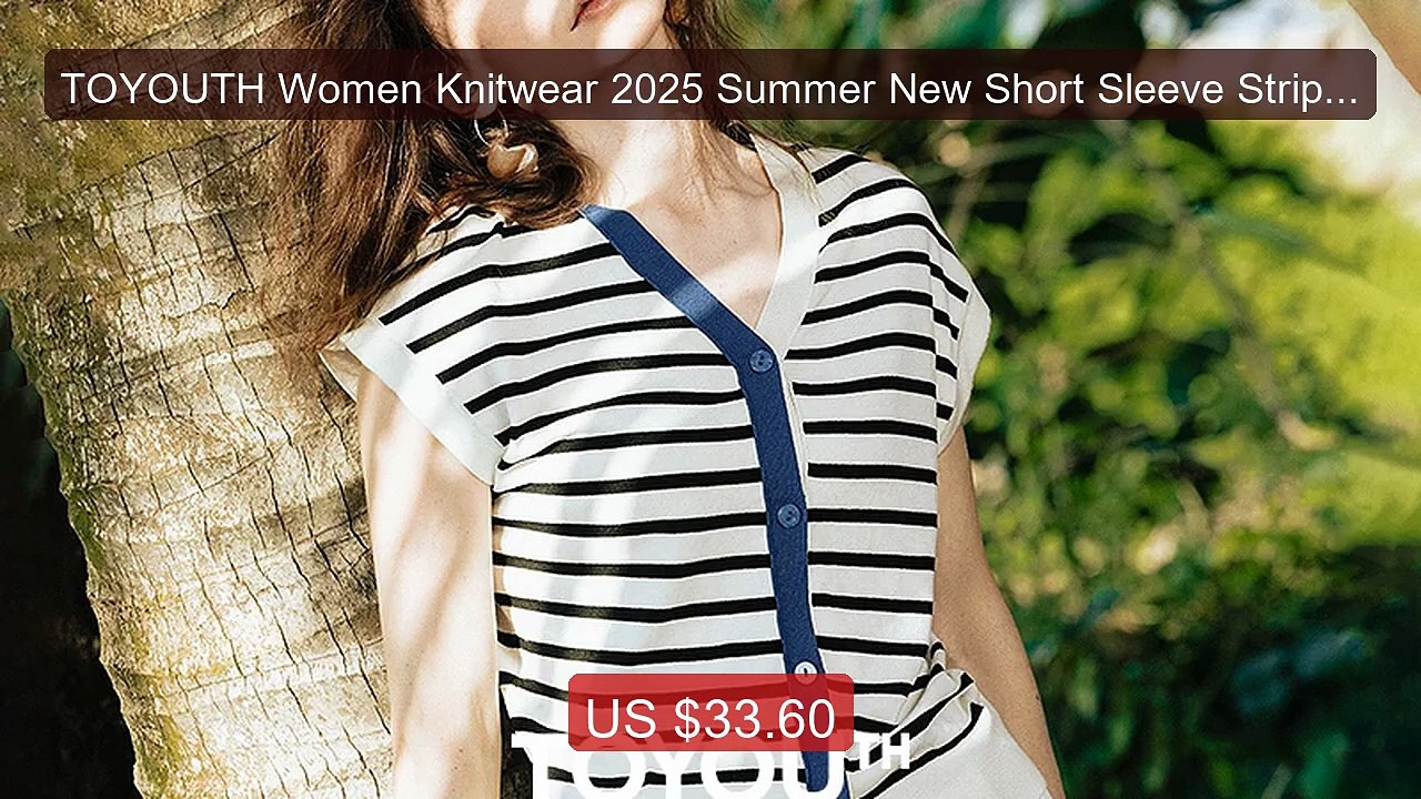 TOYOUTH Women Knitwear 2025 Summer New Short Sleeve Striped Co... -- Best Buy 2026 | Great Quality!