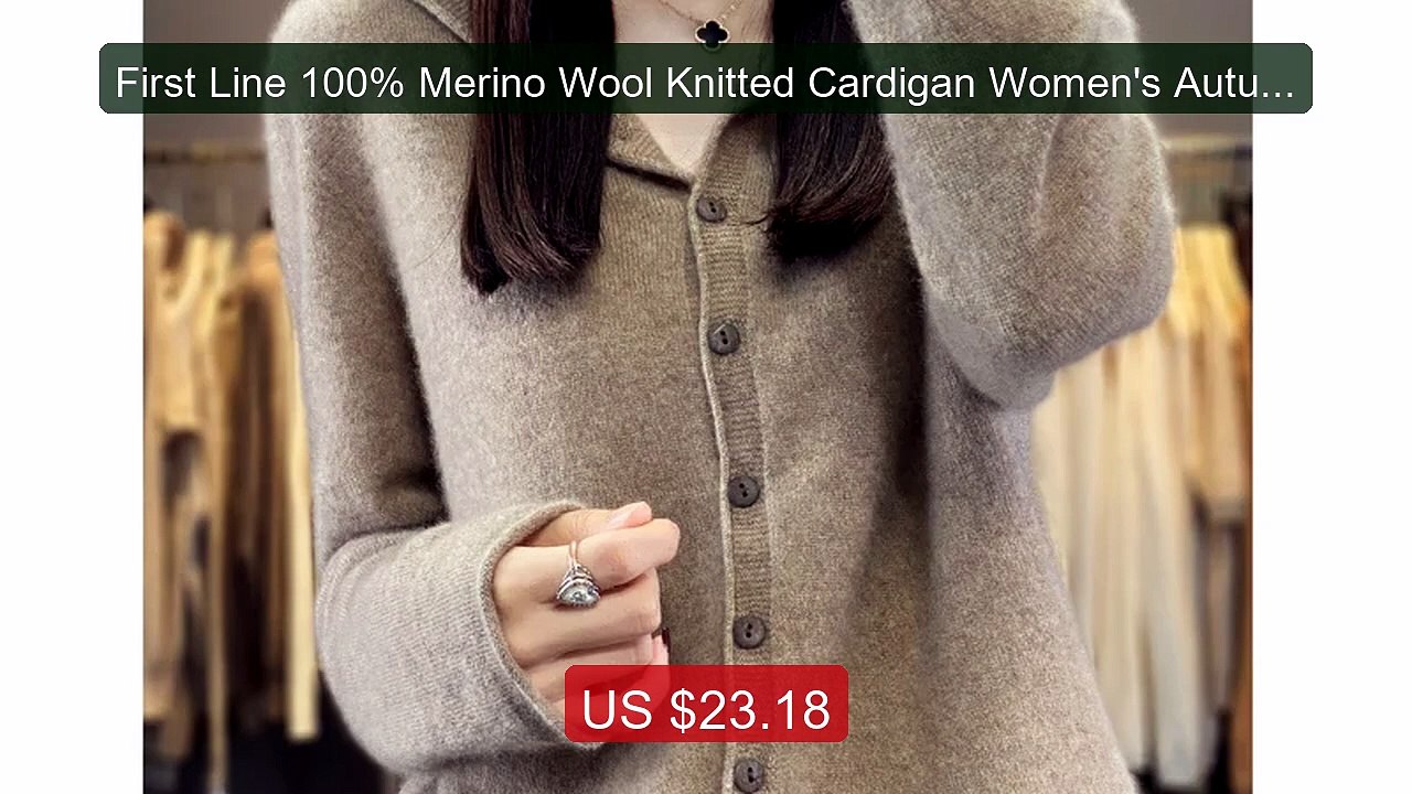 First Line 100% Merino Wool Knitted Cardigan Women's Autumn And Win... -- Top Rated 2026 | Buy Now!