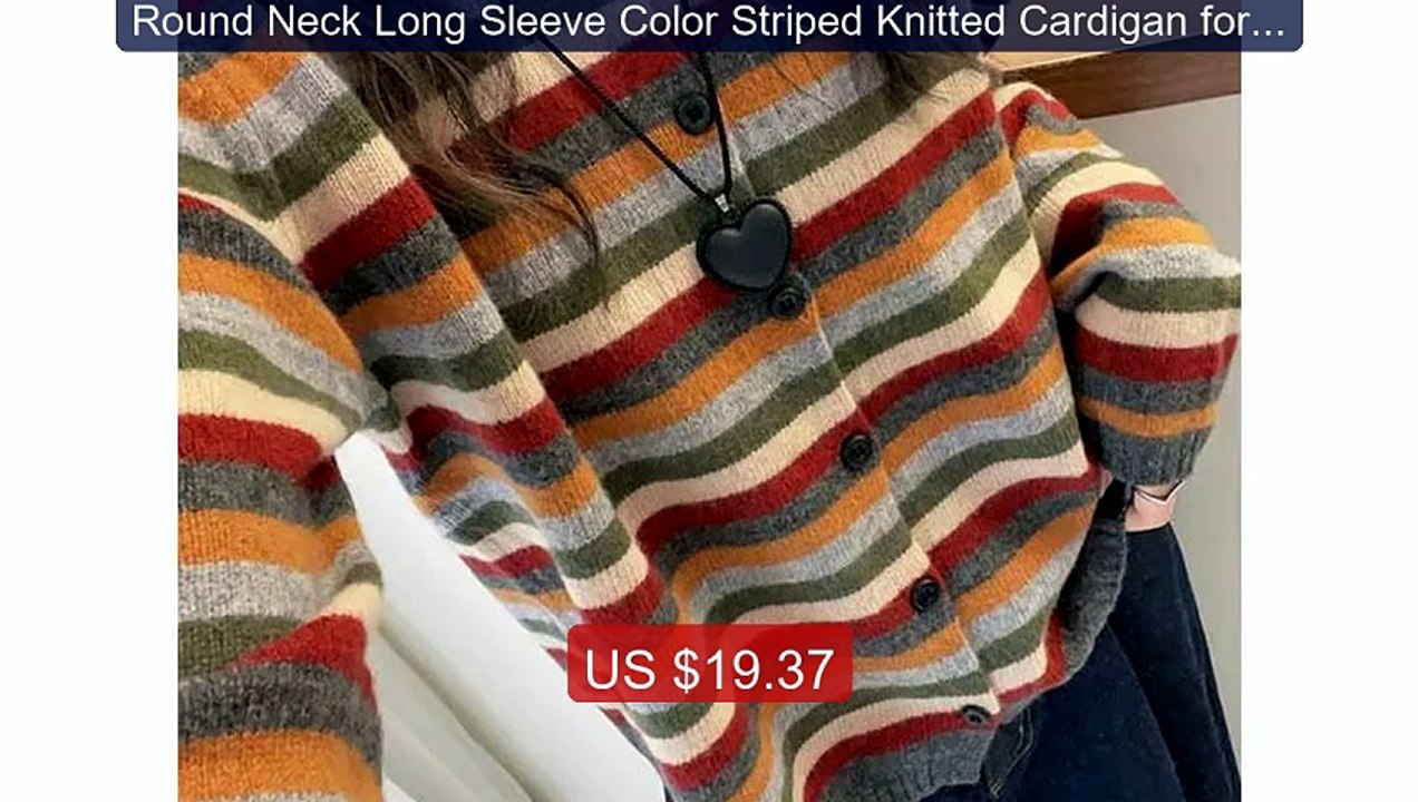 Round Neck Long Sleeve Color Striped Knitted Cardigan for Wom... -- Amazing Value 2026 | Must Have!