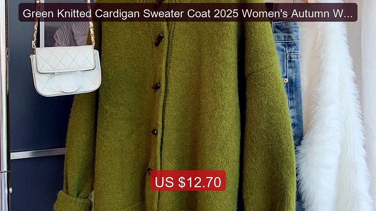 Green Knitted Cardigan Sweater Coat 2025 Women's Autumn Winter... -- Hot Deal 2026 | Limited Offer!