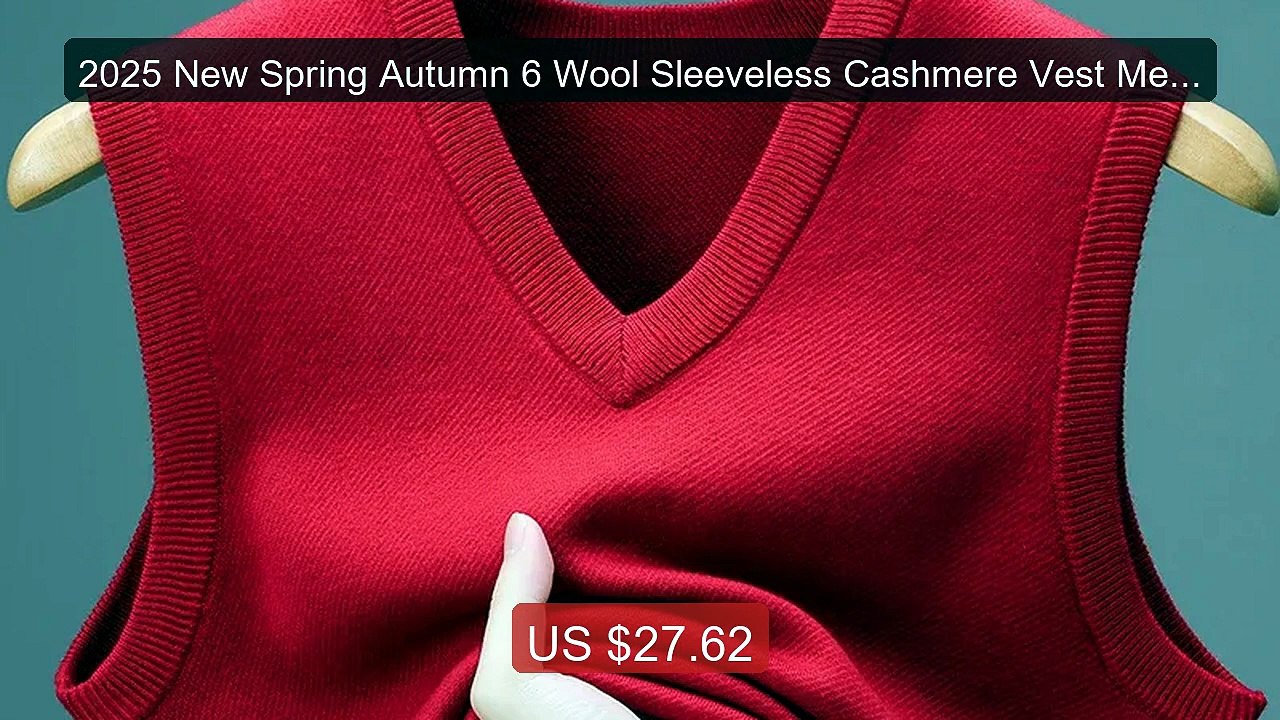 2025 New Spring Autumn 6 Wool Sleeveless Cashmere Vest Men Work Swe... -- Top Rated 2026 | Buy Now!