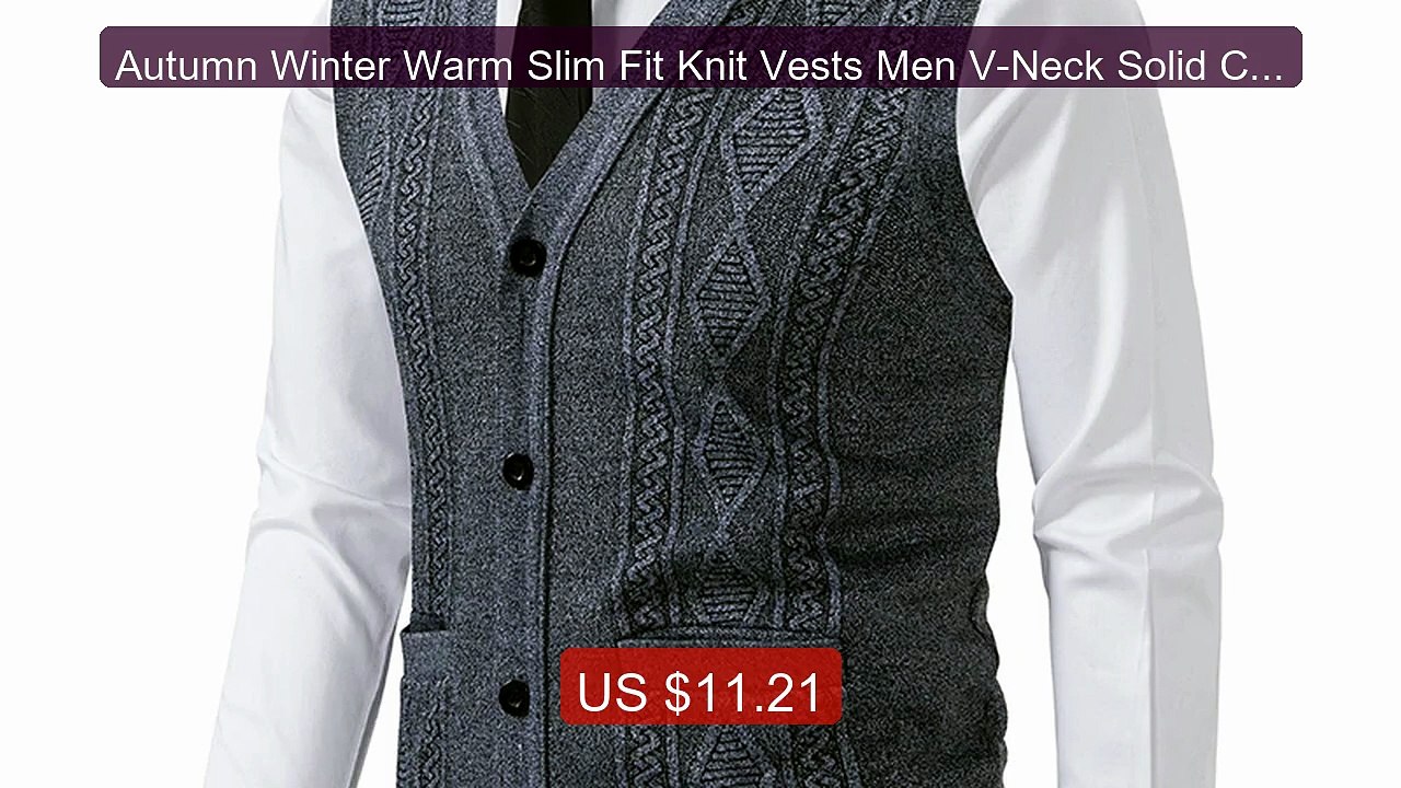 Autumn Winter Warm Slim Fit Knit Vests Men V-Neck Solid Color Smar... -- Best Deal 2026 | Shop Now!