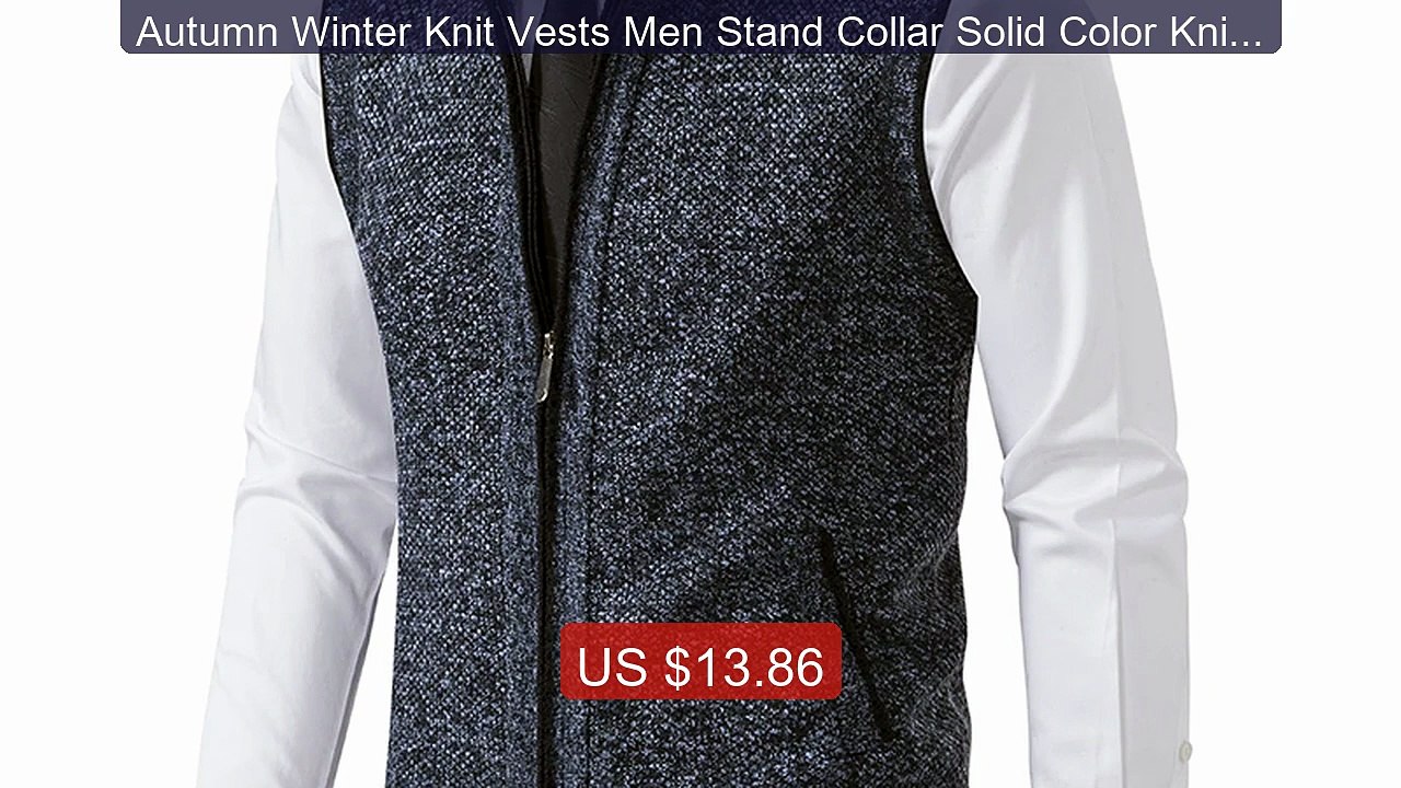 Autumn Winter Knit Vests Men Stand Collar Solid Color Knitt... -- Top Pick 2026 | Unbeatable Price!