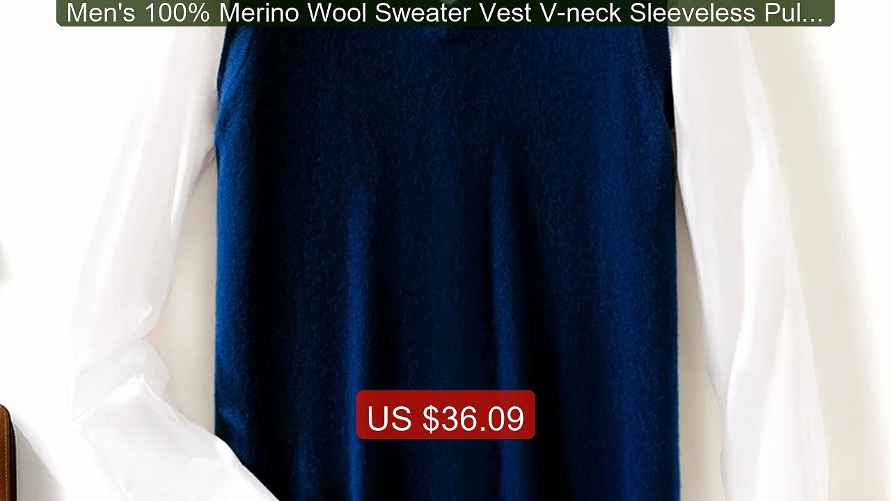 Men's 100% Merino Wool Sweater Vest V-neck Sleeveless Pullove... -- Amazing Value 2026 | Must Have!