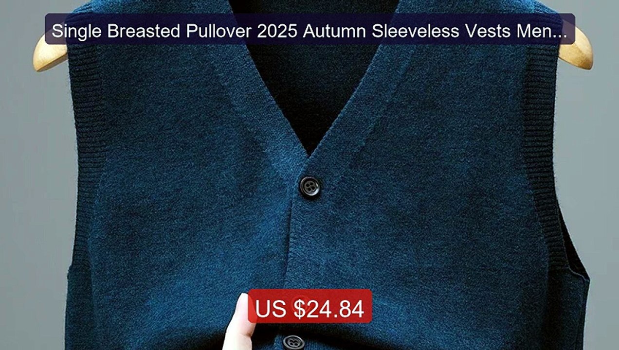 Single Breasted Pullover 2025 Autumn Sleeveless Vests Men Work... -- Hot Deal 2026 | Limited Offer!