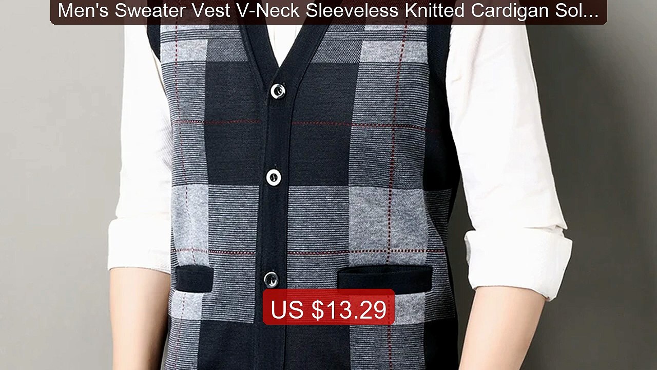 Men's Sweater Vest V-Neck Sleeveless Knitted Cardigan Solid Color A... -- Top Rated 2026 | Buy Now!