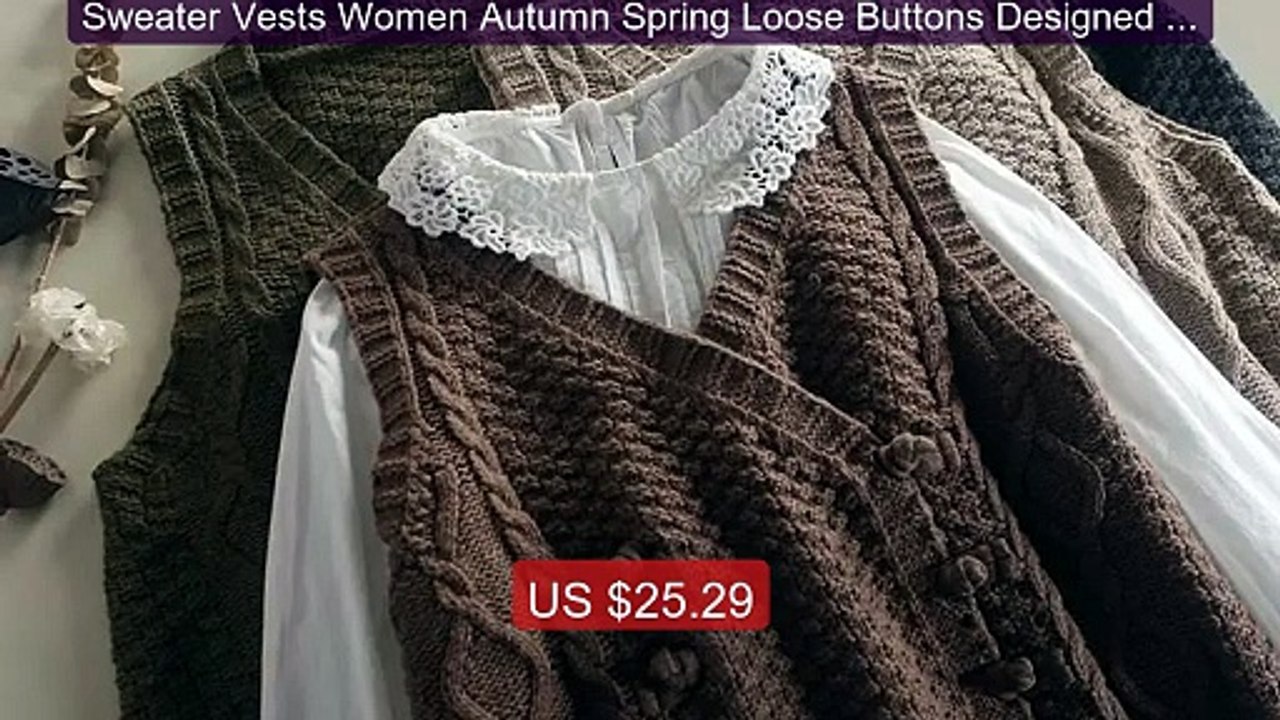 Sweater Vests Women Autumn Spring Loose Buttons Designed Vinta... -- Hot Deal 2026 | Limited Offer!