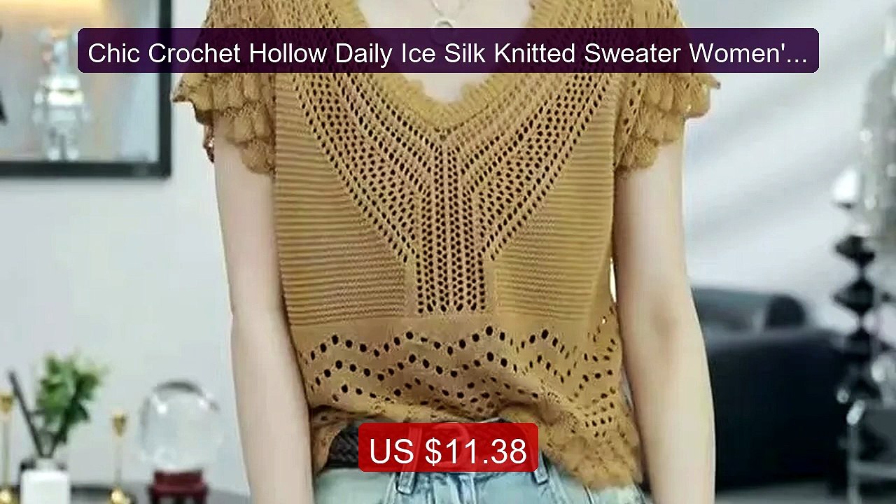 Chic Crochet Hollow Daily Ice Silk Knitted Sweater Women's Su... -- Amazing Value 2026 | Must Have!