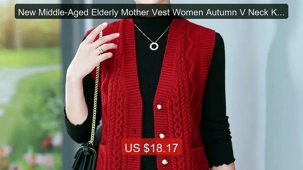 New Middle-Aged Elderly Mother Vest Women Autumn V Neck Knitti... -- Best Buy 2026 | Great Quality!