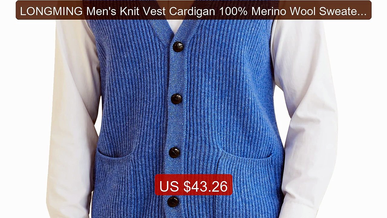LONGMING Men's Knit Vest Cardigan 100% Merino Wool Sweater fo... -- Amazing Value 2026 | Must Have!