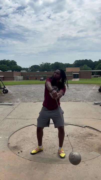 Athlete Falls to Ground When Wire Breaks During Hammer Throw Practice