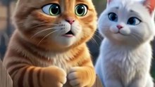 Cats oren and white funny cute
