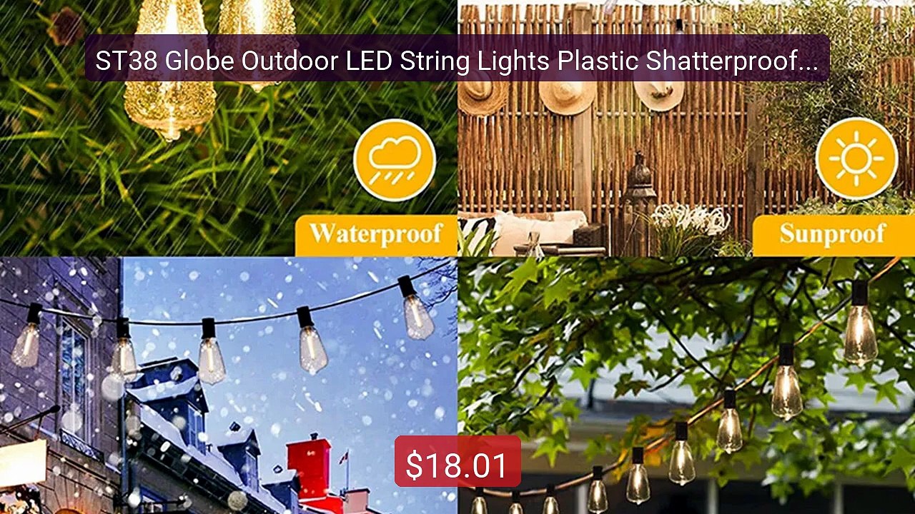 ST38 Globe Outdoor LED String Lights Plastic Shatterproof Bul... -- Amazing Value 2026 | Must Have!
