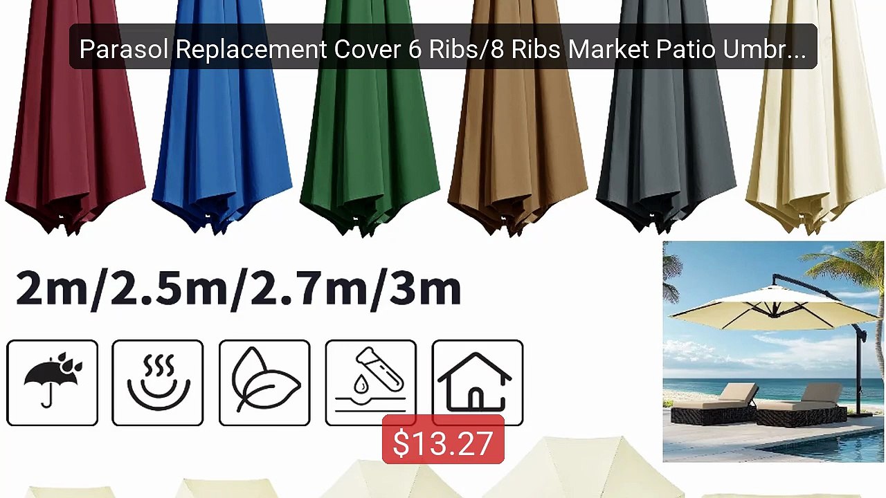 68 patio umbrella replacement ribs TheLAShop 10'x6.5' 6-Rib Rectangular Canopy 1x Replacement Umbrella Canopy for 10x6.5 ft Patio Umbrellas 1x Manual 9ft | 10ft | 6