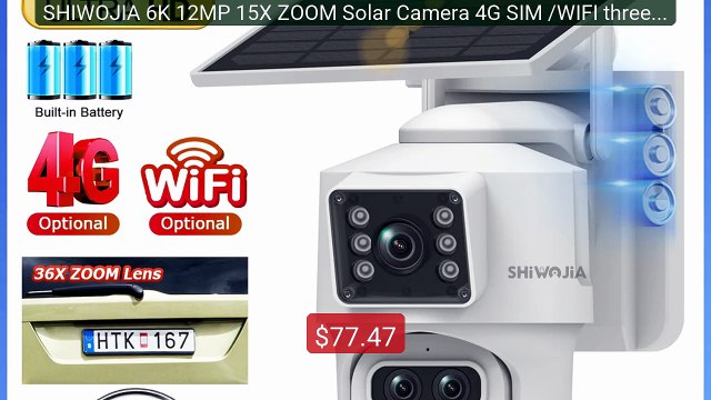 SHIWOJIA 6K 12MP 15X ZOOM Solar Camera 4G SIM /WIFI three Lens Rec... Best Deal 2026 | Shop Now!