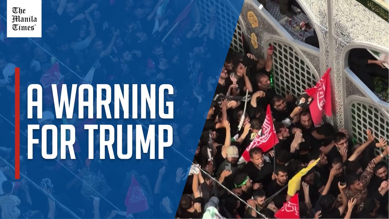 Threat to Trump displayed on massive banner at Khamenei funeral