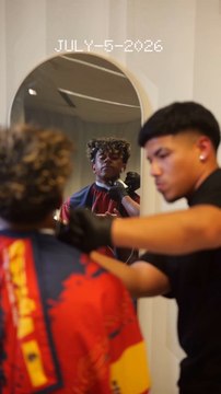 El nuevo look de Lamine Yamal antes del partido contra Bélgica
