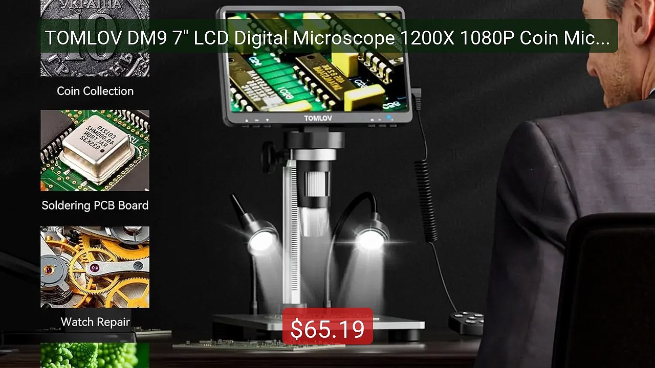 TOMLOV DM9 7" LCD Digital Microscope 1200X 1080P Coin Microsc... -- Amazing Value 2026 | Must Have!