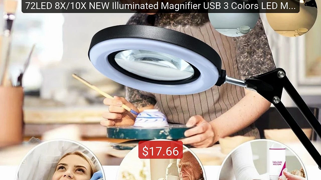 72LED 8X/10X NEW Illuminated Magnifier USB 3 Colors LED Mag... -- Top Pick 2026 | Unbeatable Price!
