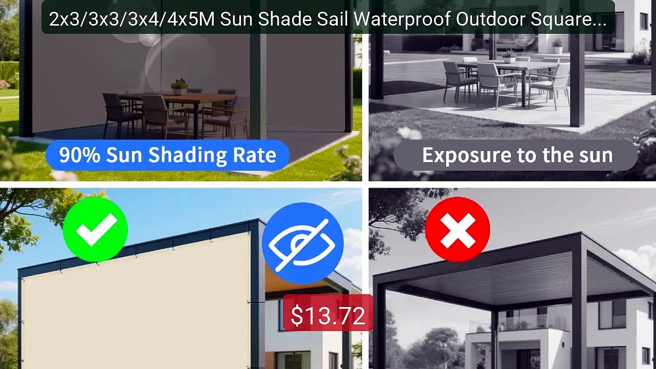 2x3/3x3/3x4/4x5M Sun Shade Sail Waterproof Outdoor Square Rec... -- Amazing Value 2026 | Must Have!