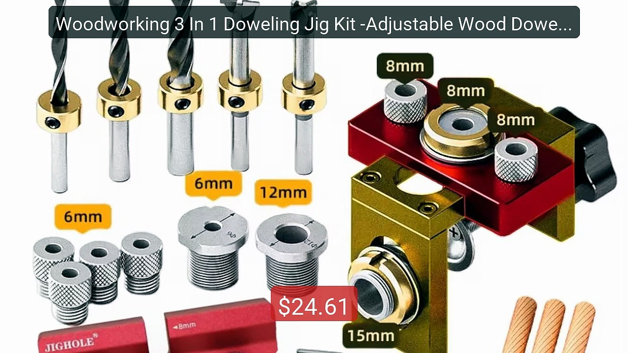 Woodworking 3 In 1 Doweling Jig Kit -Adjustable Wood Dowel Pu... -- Amazing Value 2026 | Must Have!