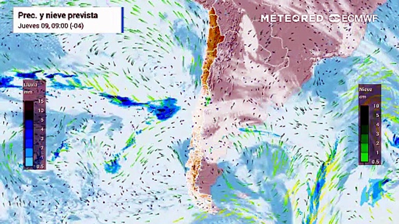 Pronóstico de precipitacion y nieve: Jueves 9 de julio