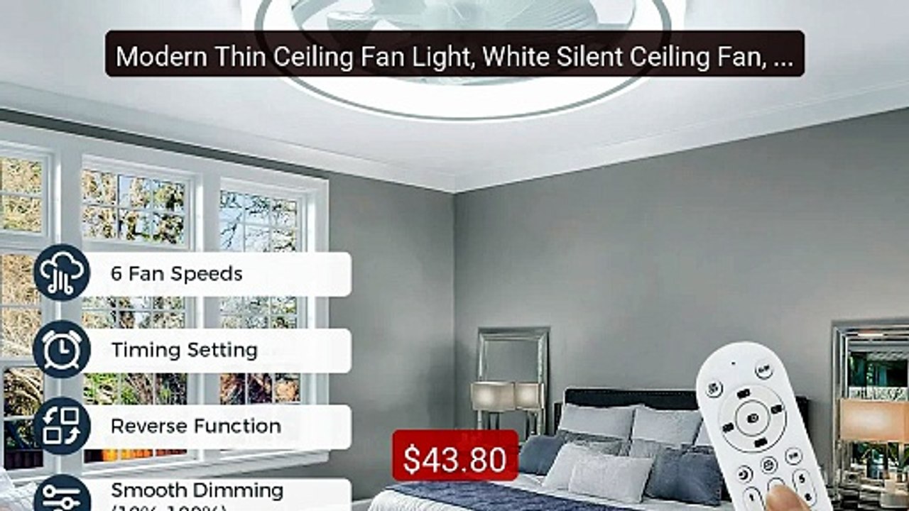 Modern Thin Ceiling Fan Light, White Silent Ceiling Fan, Remot... -- Best Buy 2026 | Great Quality!