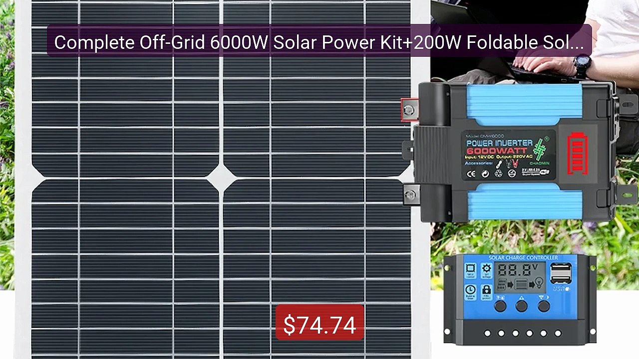 Complete Off-Grid 6000W Solar Power Kit+200W Fo...